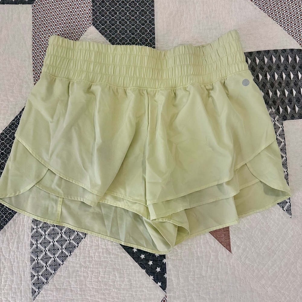 Apana Women's Soft Green Layered Athletic Shorts